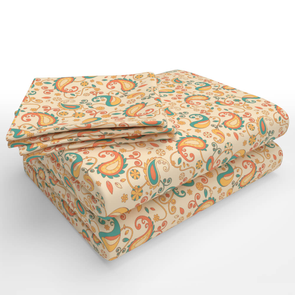 best light yellow paisley mandala cotton folded double bed bedsheets
